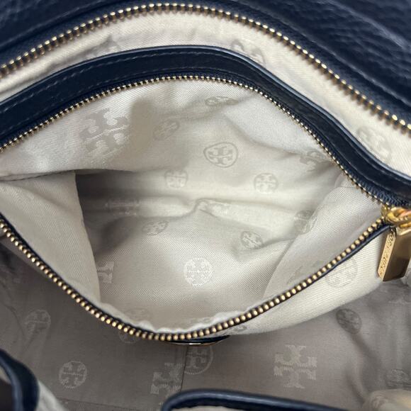 Tory Burch Amanda Mini Satchel Bag Black Pebbled Leather Crossbody - Picture 15 of 16